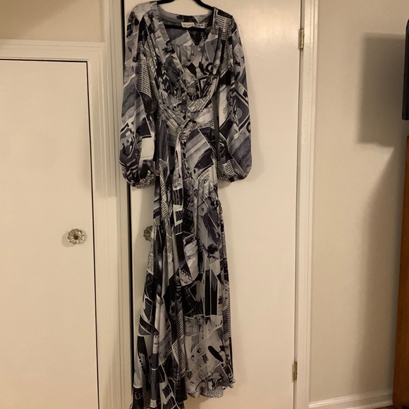 Gorgeous Belted Newsprint Maxi Dress